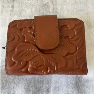 Patricia Nash Iberia Wallet Tooled Leather Bi-fold RFID Florence Brown